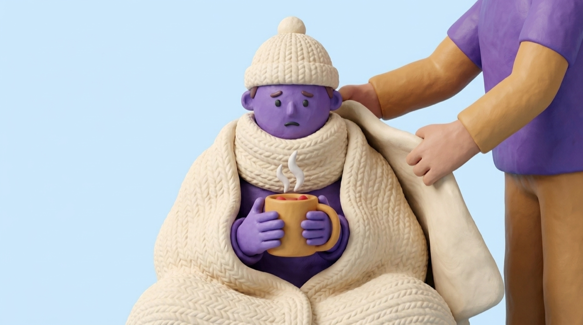 Change the wet, wrap in blankets including the head — stopped shivering is an alarm, not relief