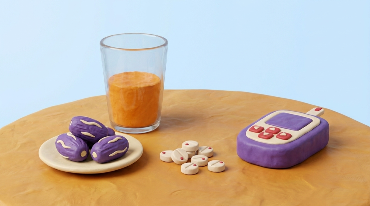 15g fast sugar: half a glass of juice or 3 dates — recheck in 15 minutes